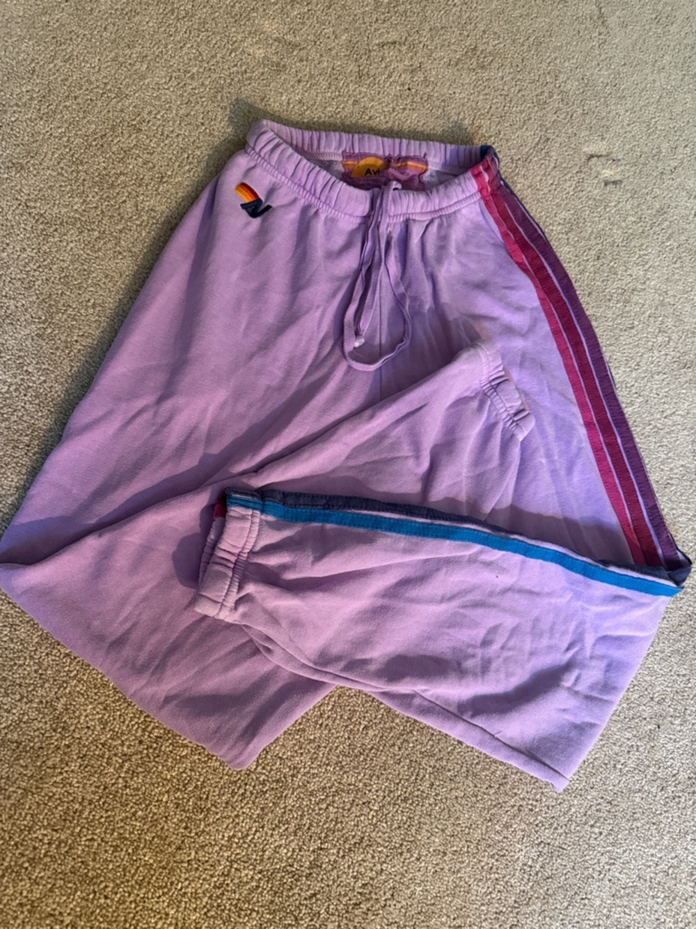 Aviator Nation Sweatpants with Pink & Blue Side Stripes
